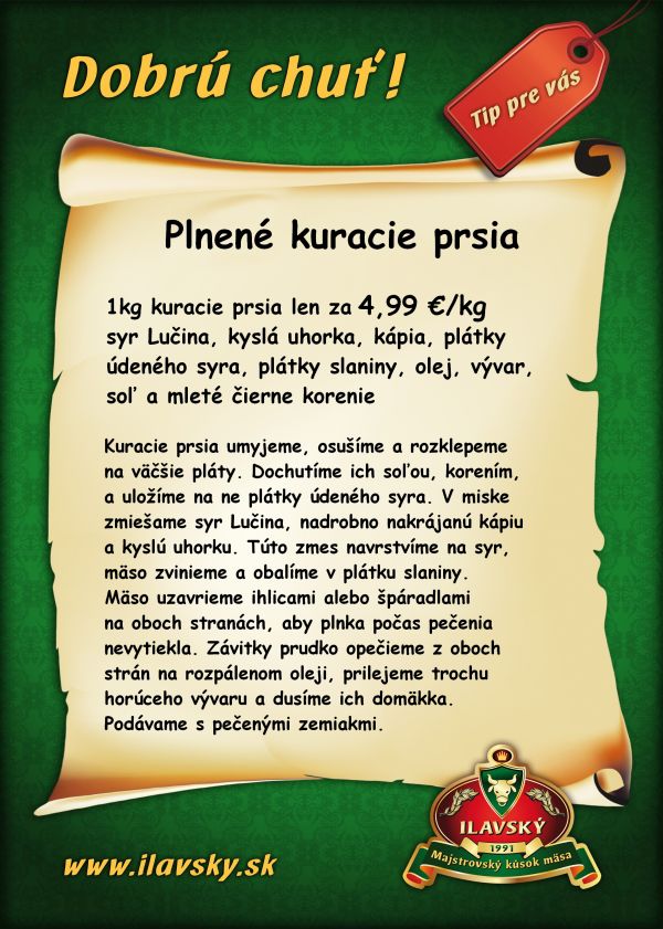 Recept na plnené kuracie prsia